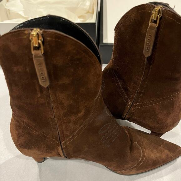 Gucci Quebec Leather Booties Maroon - Picture 5 of 12